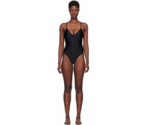 Black Crossback Plunge One-Piece Swimsuit