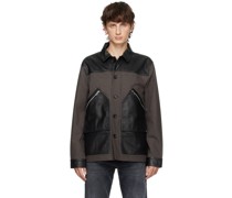 Brown Paneled Leather Jacket