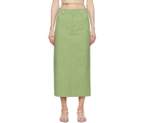 Green Faded Midi Skirt