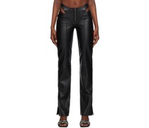 Black Cut Out Leather Trousers