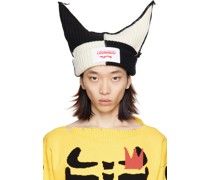 Black & Off-White Chunky Jester Beanie