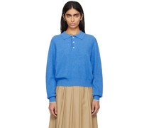 Blue Spread Collar Sweatshirt