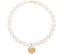 Gold & White Big Heart Necklace