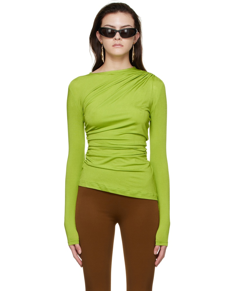 ATLEIN Damen Green Viscose T-Shirt