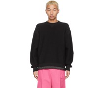 Black Knit Pullover Sweatshirt