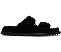 Black Shearling Introspectus 003 Sandals