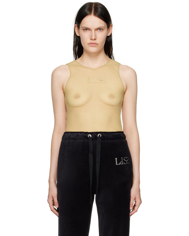 Ludovic de Saint Sernin Damen Yellow Crystal Tank Top