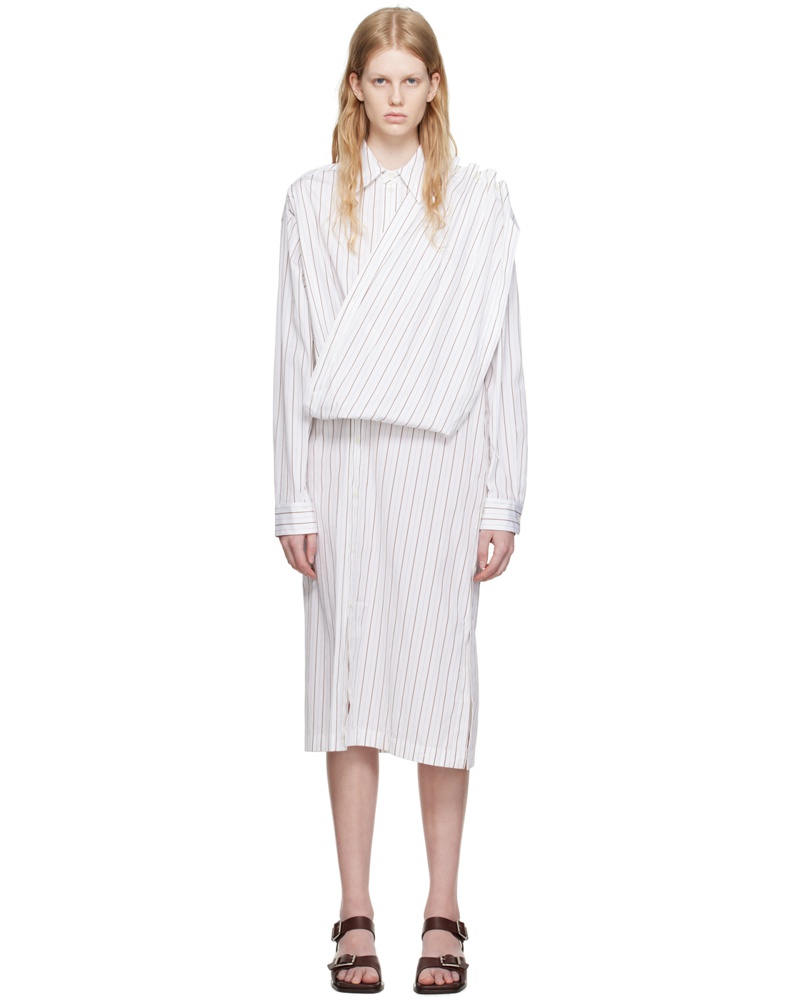 Christophe Lemaire Damen White Playful Buttoned Shirt Midi Dress