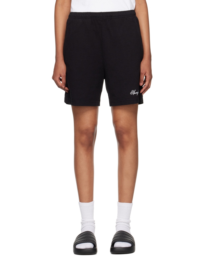 SPORTY & RICH Damen Black Cursive Shorts