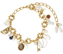 Gold Pearl Charm Link Necklace