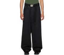 Black Pleated Front Jeans