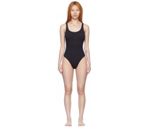 Black Polyester One-Piece Swimsuit