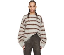 Gray & Burgundy Stripe Sweater