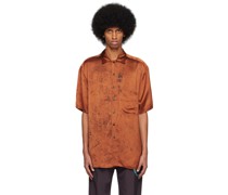 Orange Spread Collar Shirt