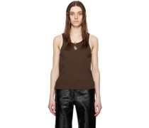 Brown Embroidered Tank Top