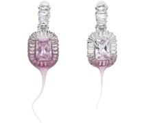 SSENSE Exclusive Silver & Pink Diamond Dip Clip Earrings
