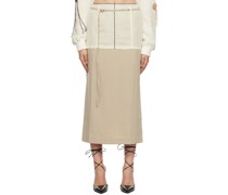 Beige Layered Midi Skirt