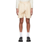 Beige Marlo Wet Look Shorts
