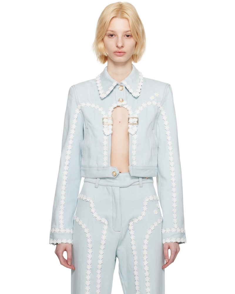 Casablanca Paris Damen Blue Cutout Arch Denim Jacket