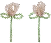 Pink & Green Cluster Flower Earrings