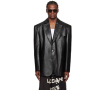 Black Oversized Tailored Leather Jacket