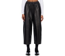 Black Wide-Leg Leather Trousers