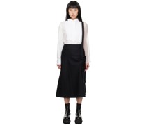 Black Chalk Stripe Midi Skirt