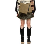 Khaki Faux-Fur Wrap Skirt