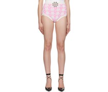 Pink & Off-White Mussel Flower Hot Shorts
