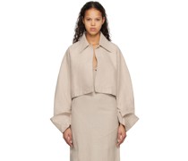 Beige Cropped Jacket