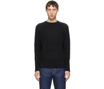Black Wool Bicolor Crewneck