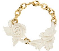 Gold & Beige 3D Floral Necklace