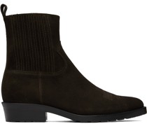 SSENSE Exclusive Brown Embroidered Chelsea Boots