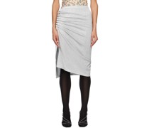 Silver Gathered Midi Skirt