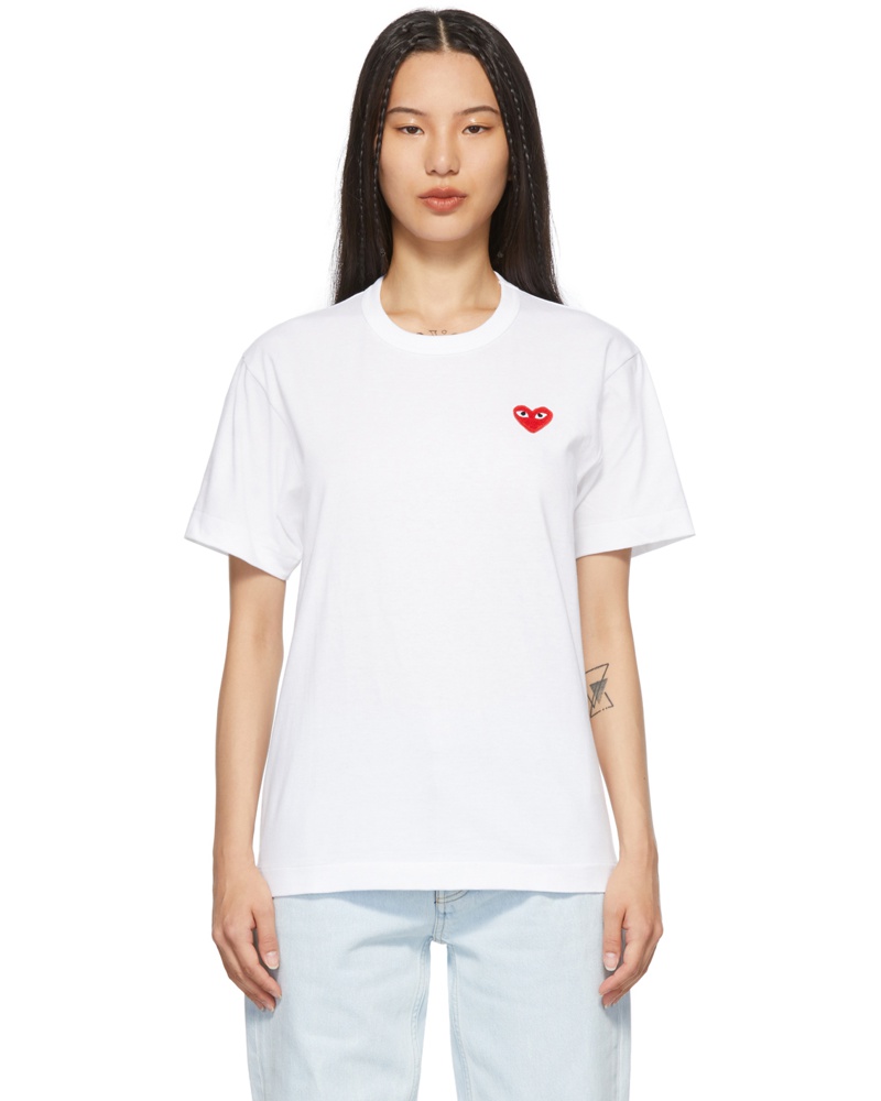 Comme des Garçons Damen White Heart Patch T-Shirt