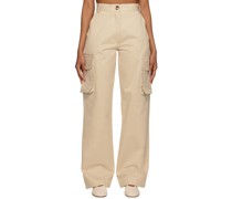 Beige High-Rise Trousers