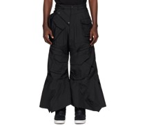 Black Asymmetric Cargo Pants