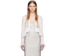 Off-White Shirring Tie Blouse
