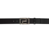 Black Greca Leather Belt