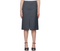 Gray Low-Rise Midi Skirt