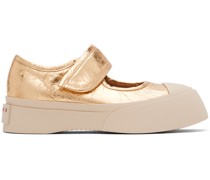 Gold Leather Mary Jane Sneakers