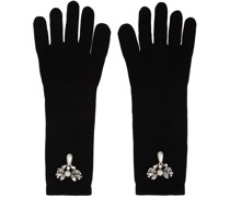 Black Crystal Cluster Embellished Gloves