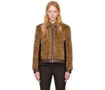 Brown Paneled Faux-Shearling Jacket