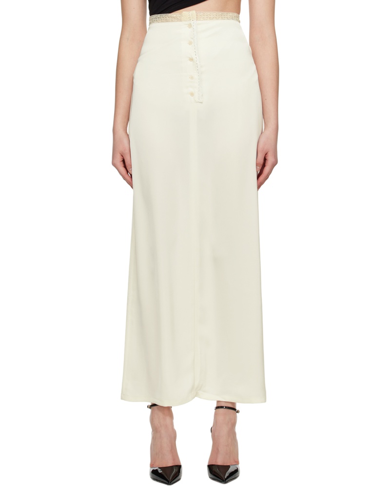 Olēnich Damen Off-White Lace Maxi Skirt
