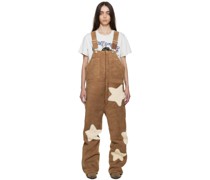 Brown Star Shearling Overalls