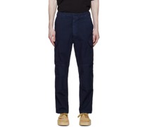 Navy Embroidered Cargo Pants