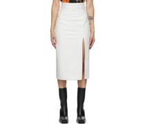 White Leather Vintage Slit Skirt