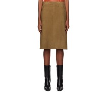 Brown A-Line Midi Skirt