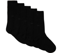 Five-Pack Black Mid-Length Socks