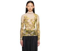 Beige Floral Turtleneck